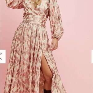 Jen's Pirate Booty Pink and Brown Long Sleeve Wrap Dress